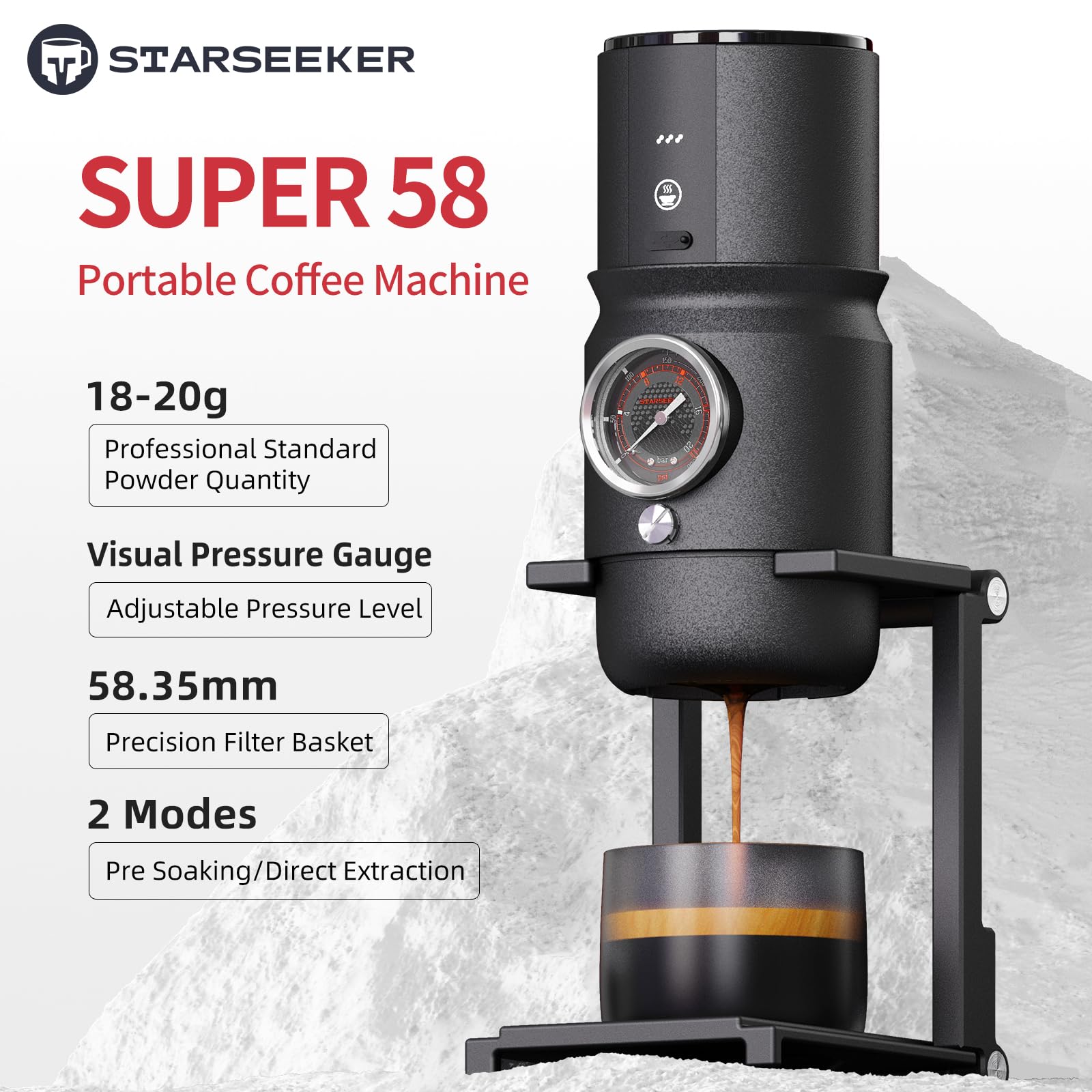 Buy STARSEEKER Super58 Portable Espresso Machine, 18-20g